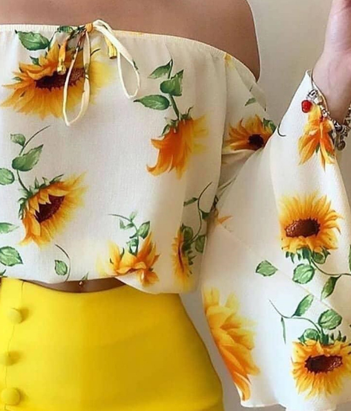 Women's Printed One Shoulder Two-piece Set