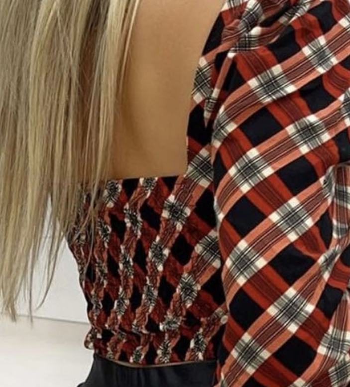 Long Sleeve Plaid Shirt Top