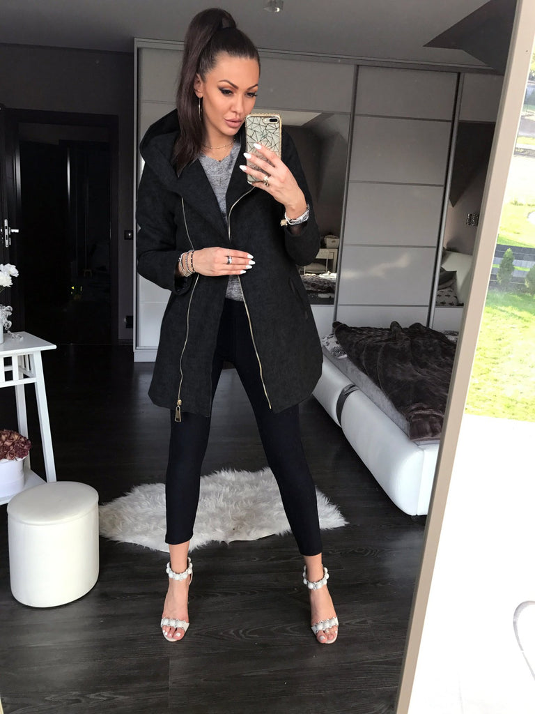 Fashion Long-Sleeved Zipper Cardigan Coat