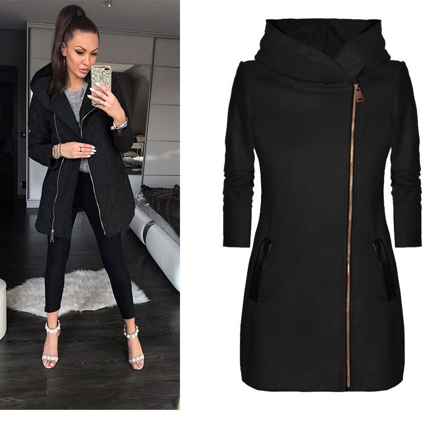Fashion Long-Sleeved Zipper Cardigan Coat