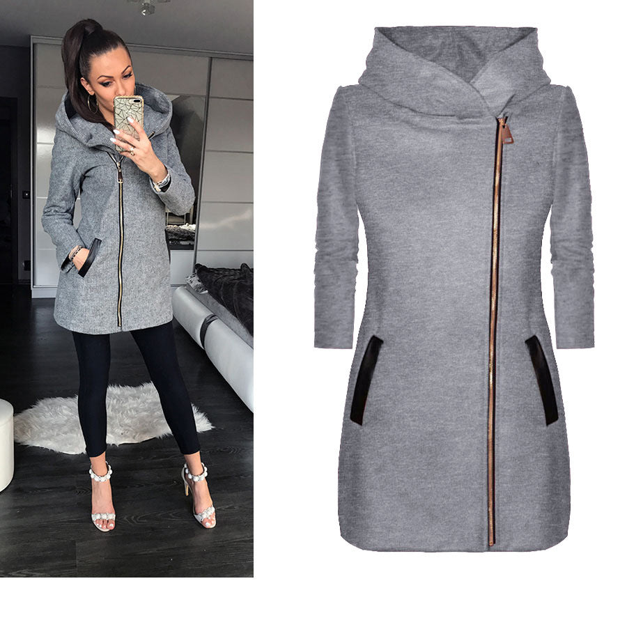 Fashion Long-Sleeved Zipper Cardigan Coat