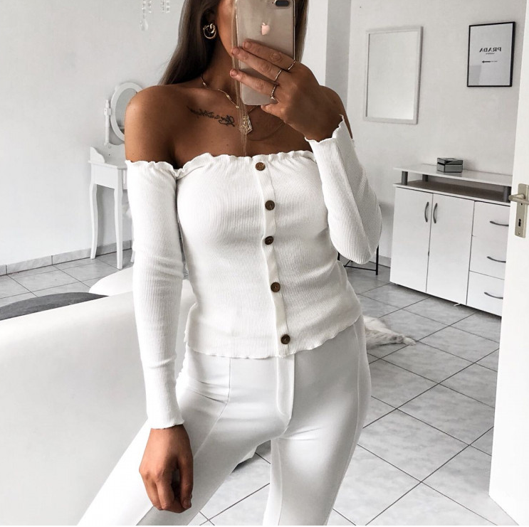 Women'S Sexy Slim Long-Sleeved Top