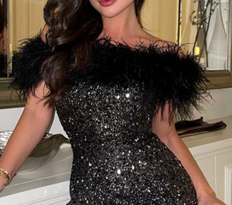 Black Sleeveless Splicing Beads Tight Dress