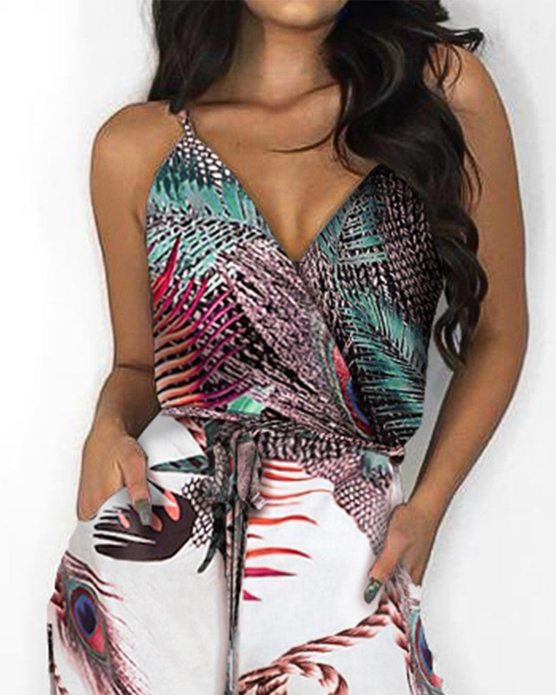 Fashion Printed Sleeveless Jumpsuit