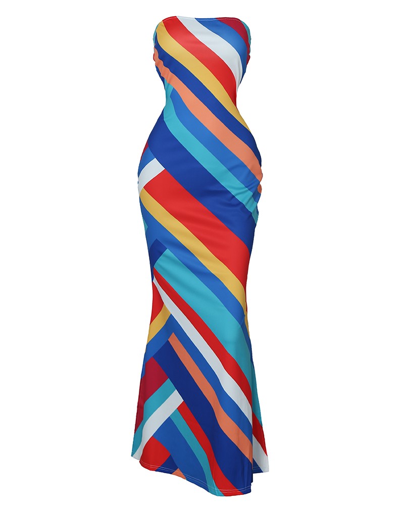 Sexy Printed Backless Sleeveless Dress