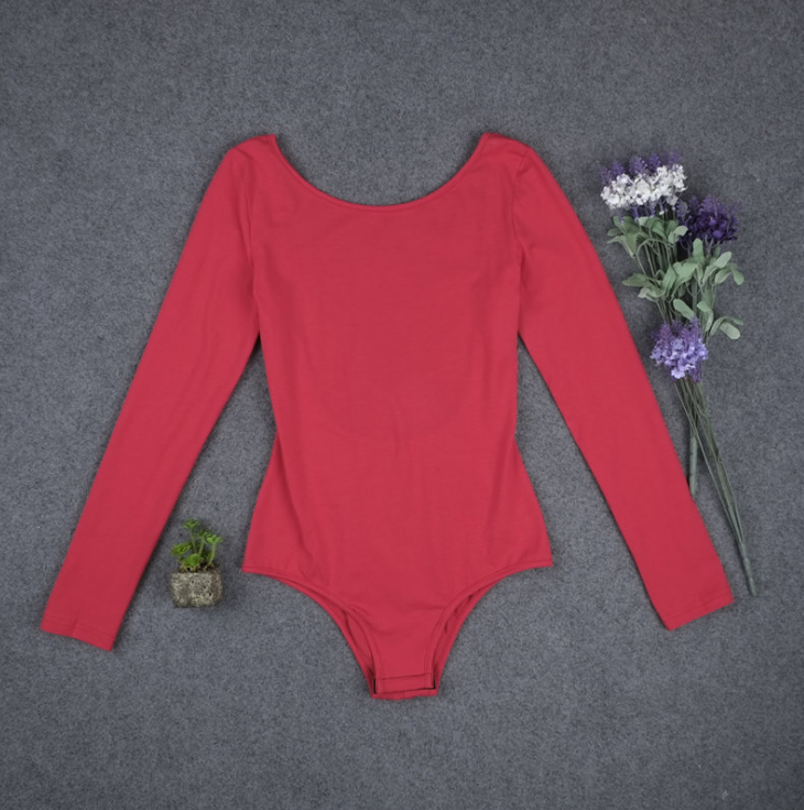 Sexy backless long-sleeved leotard shirt