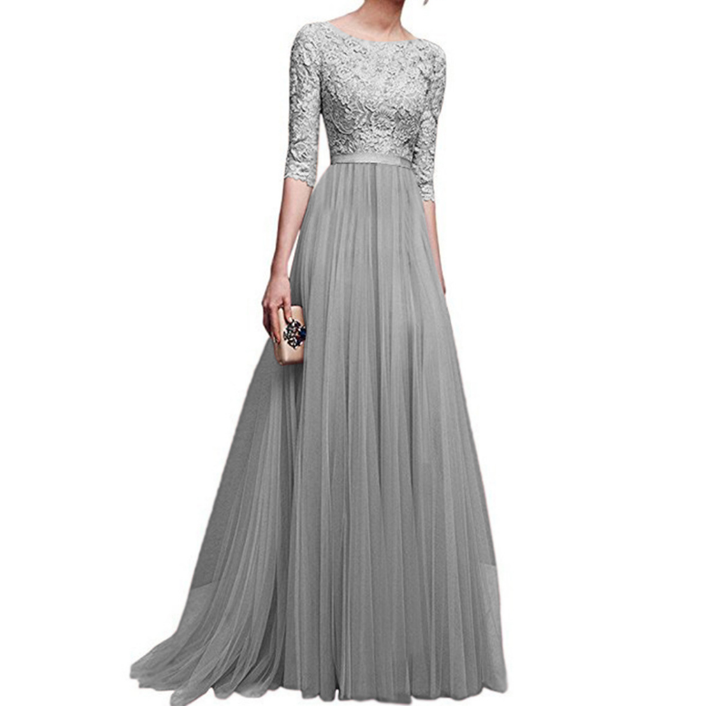 Fashion Half Sleeve Long Lace Dress