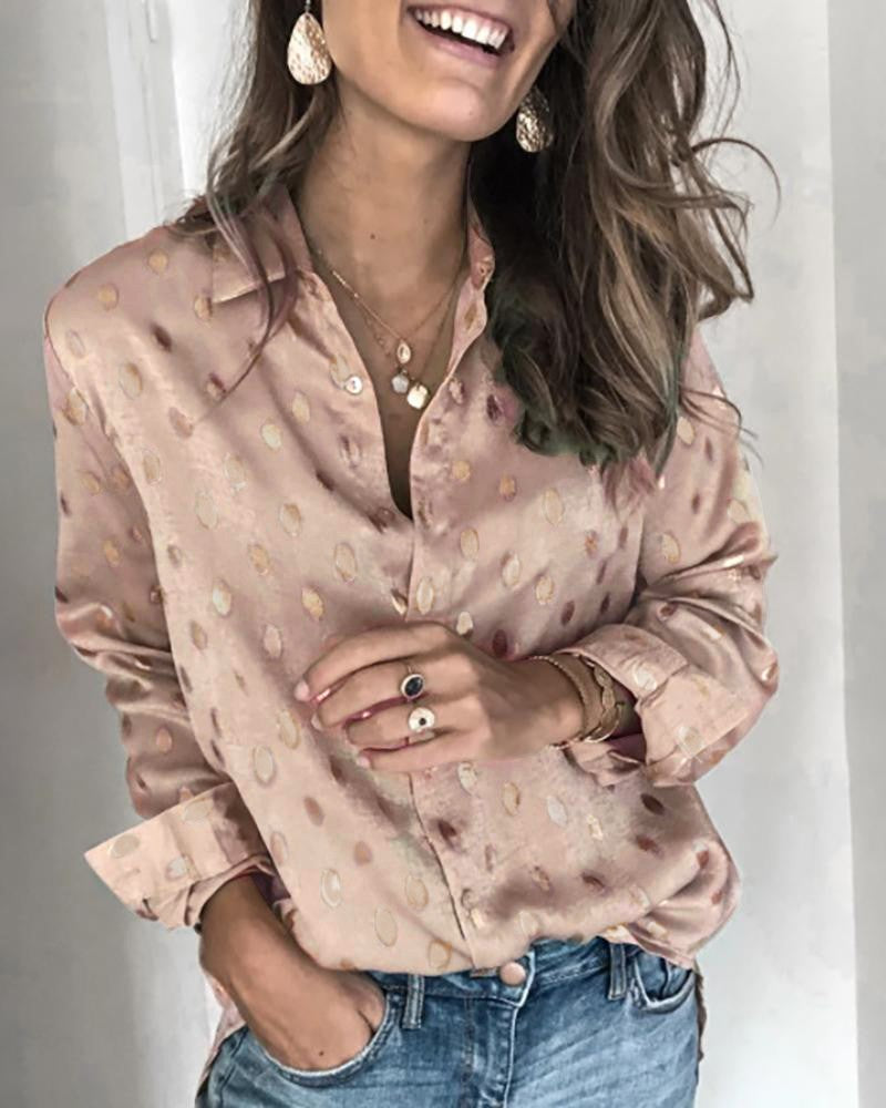 Chiffon Fashion Print Long Sleeve Shirt
