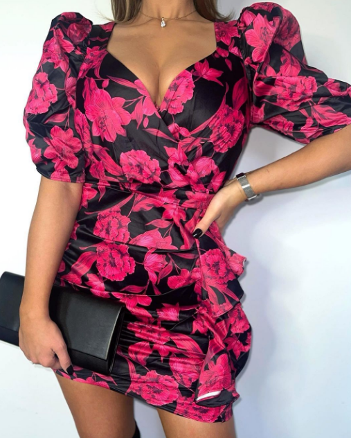 Sexy Women's Printed Short Sleeve Dress