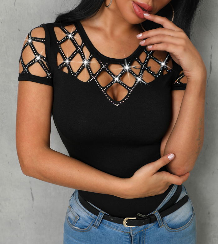Temperamental Grid Design Slim Short Sleeve T-Shirt
