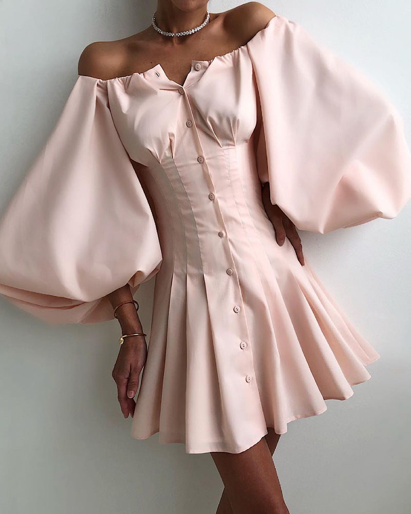 Fashion Sexy Pink One-Shoulder Dress
