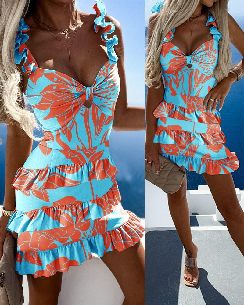 Flounce Design Sexy Skinny Sleeveless Dress