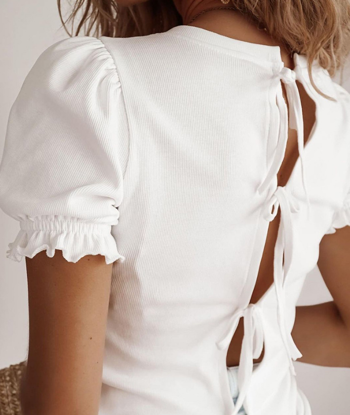 Women'S Solid Color Open Back Casual T-Shirt