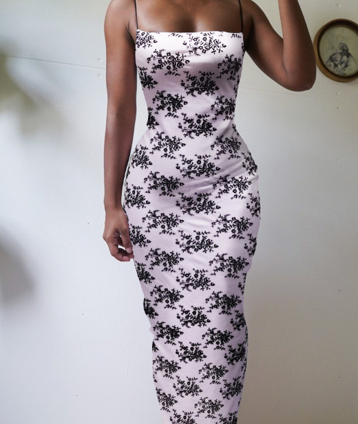 Women's Black Floral Sleeveless Dress