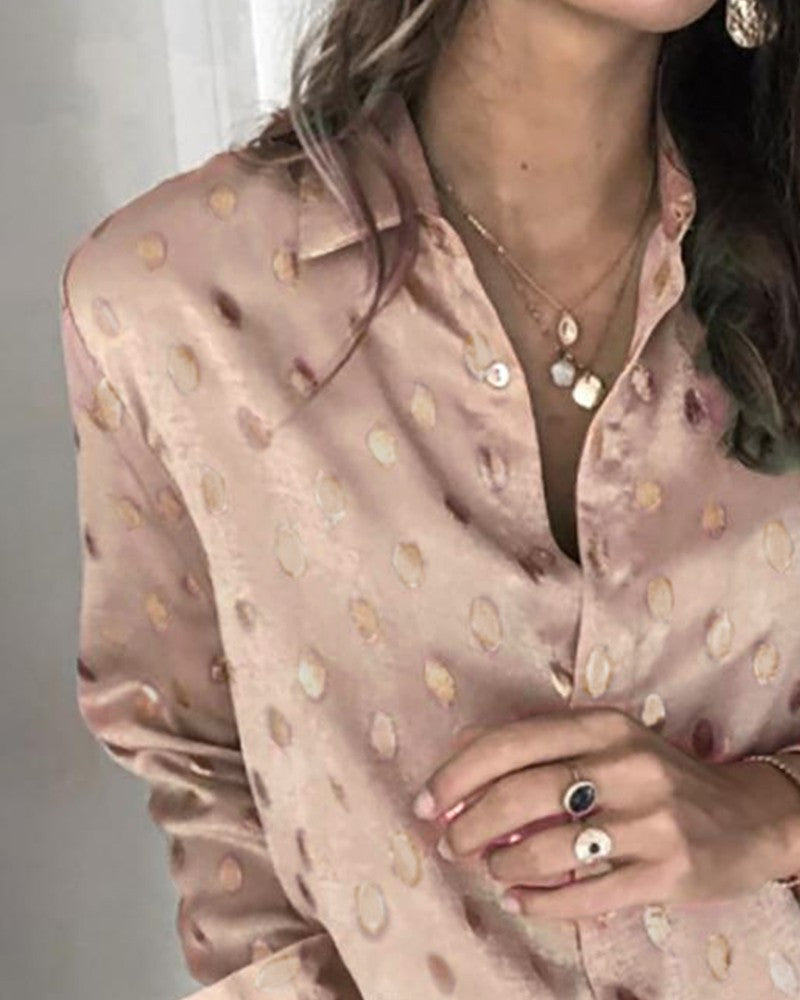 Chiffon Fashion Print Long Sleeve Shirt