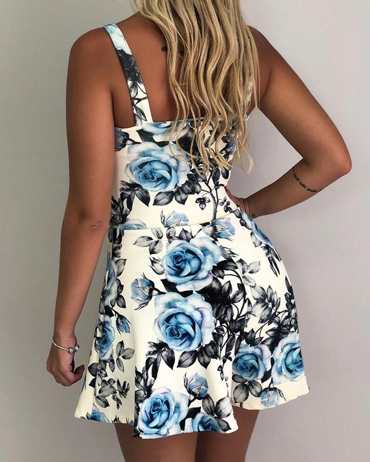 Sling Sexy Bowknot Print Loose Jumpsuit