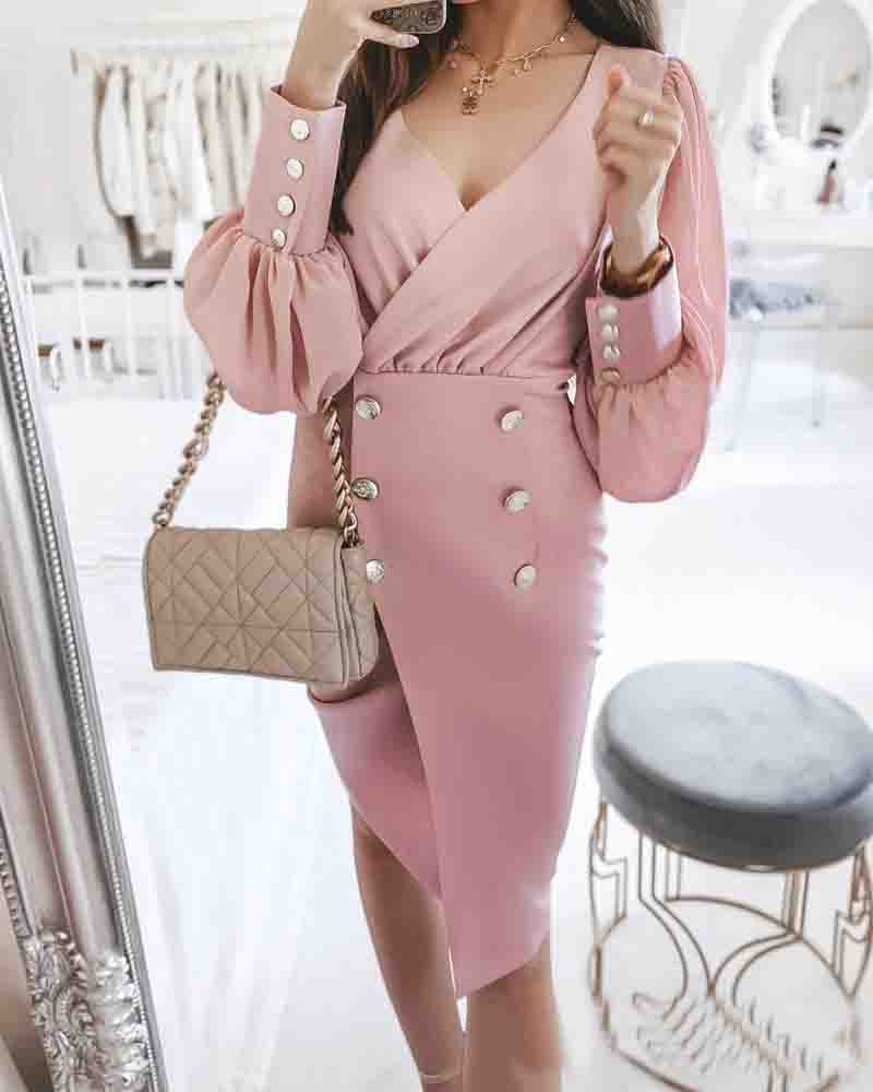 V-Neck Sexy Long Sleeve Dress