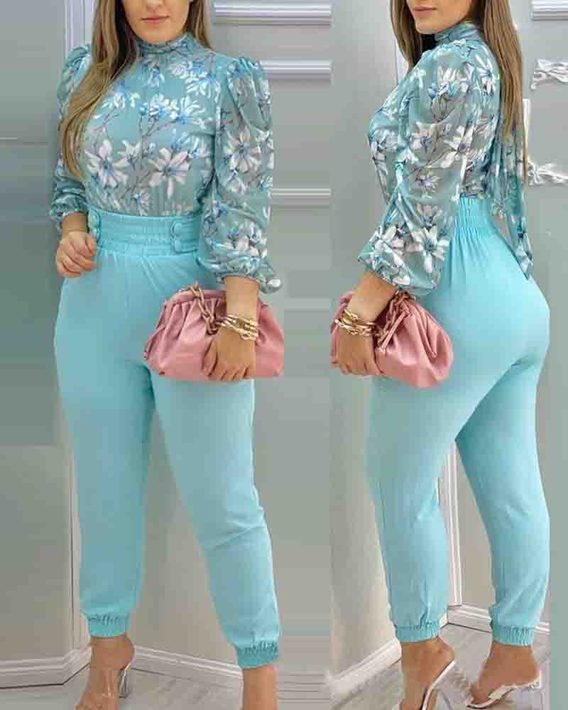 Sweet Printed Chiffon Two-Piece Suit