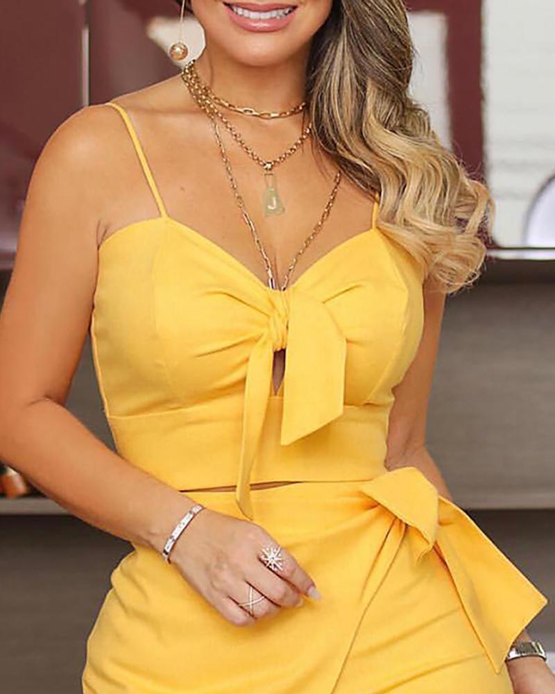 Fashion Knotted Cami Top & Skort Sets