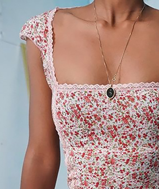 Printed Sweet Floral Lace Short Sleeve Dress