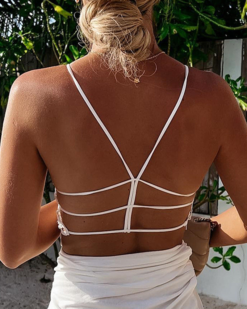 White Lace Sexy Sling Sleeveless Shirt Top
