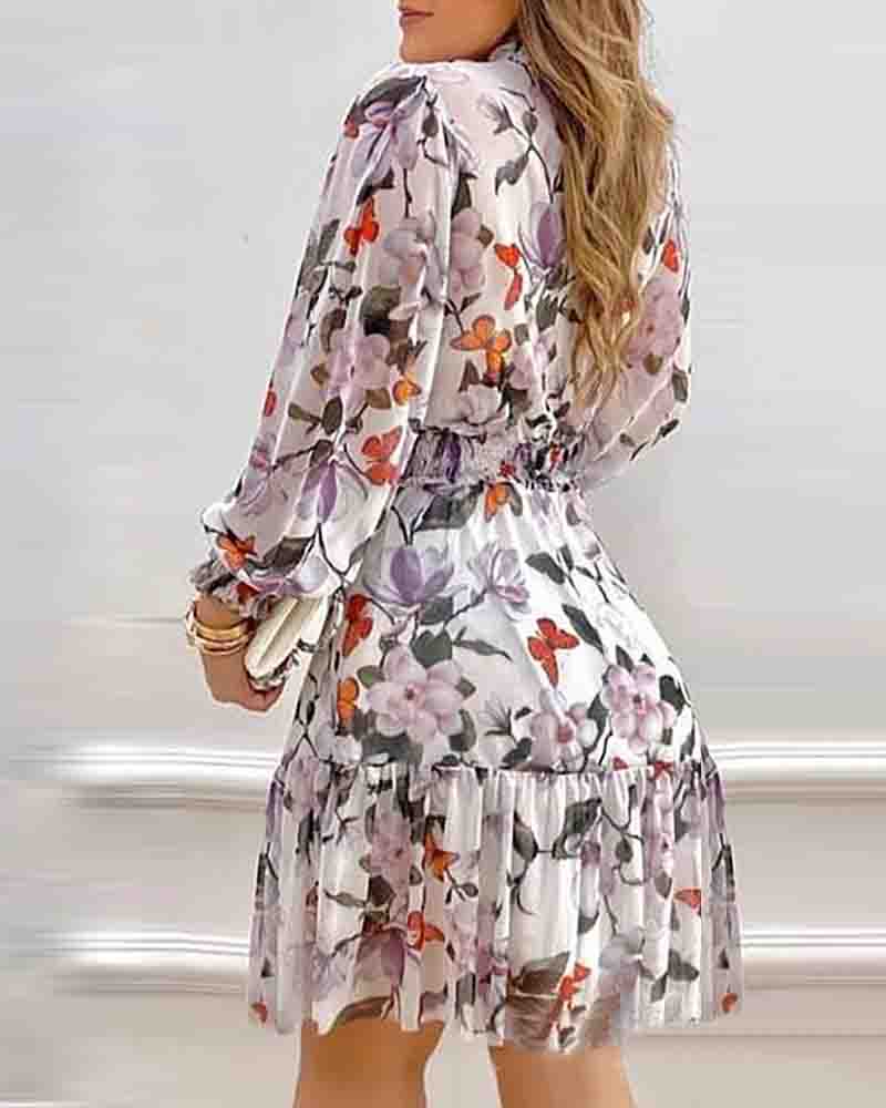 Fashion Long Sleeve Print Dress