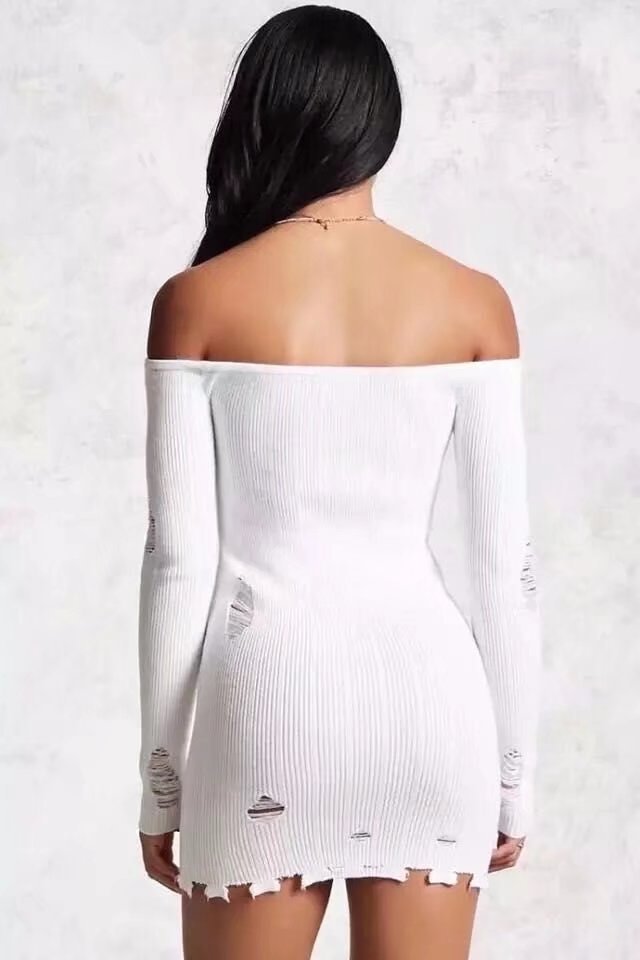 Women's Long Sleeve Knit Bag Hip Dress