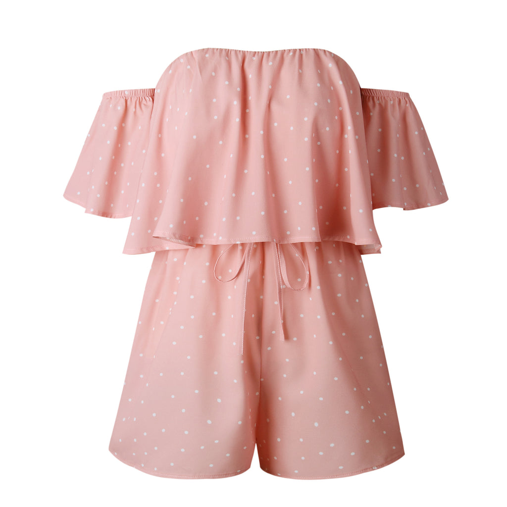 Sexy Printed Loose Shoulders Jumpsuit