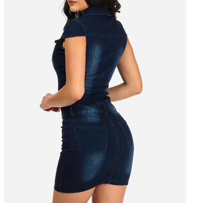 Sexy Slim Denim Bag Hip Dress