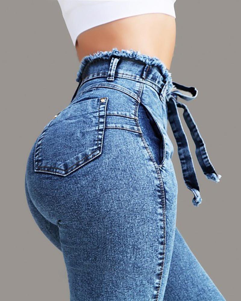 Women Slim Stretch High Waist Jeans