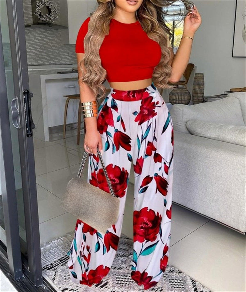 Design Women'S Short Sleeve Print Two-Piece Vest