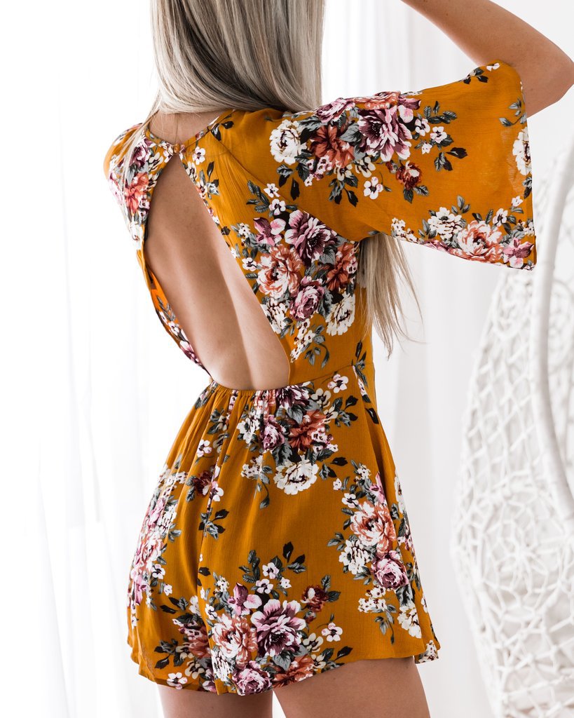 Women'S Long-Sleeved Printing Jumpsuit