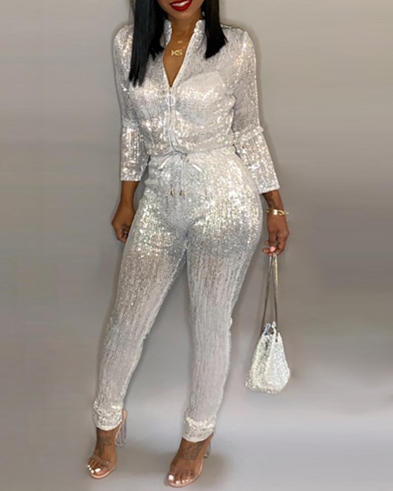 Solid Color Slim Women'S Long Sleeve Jumpsuit