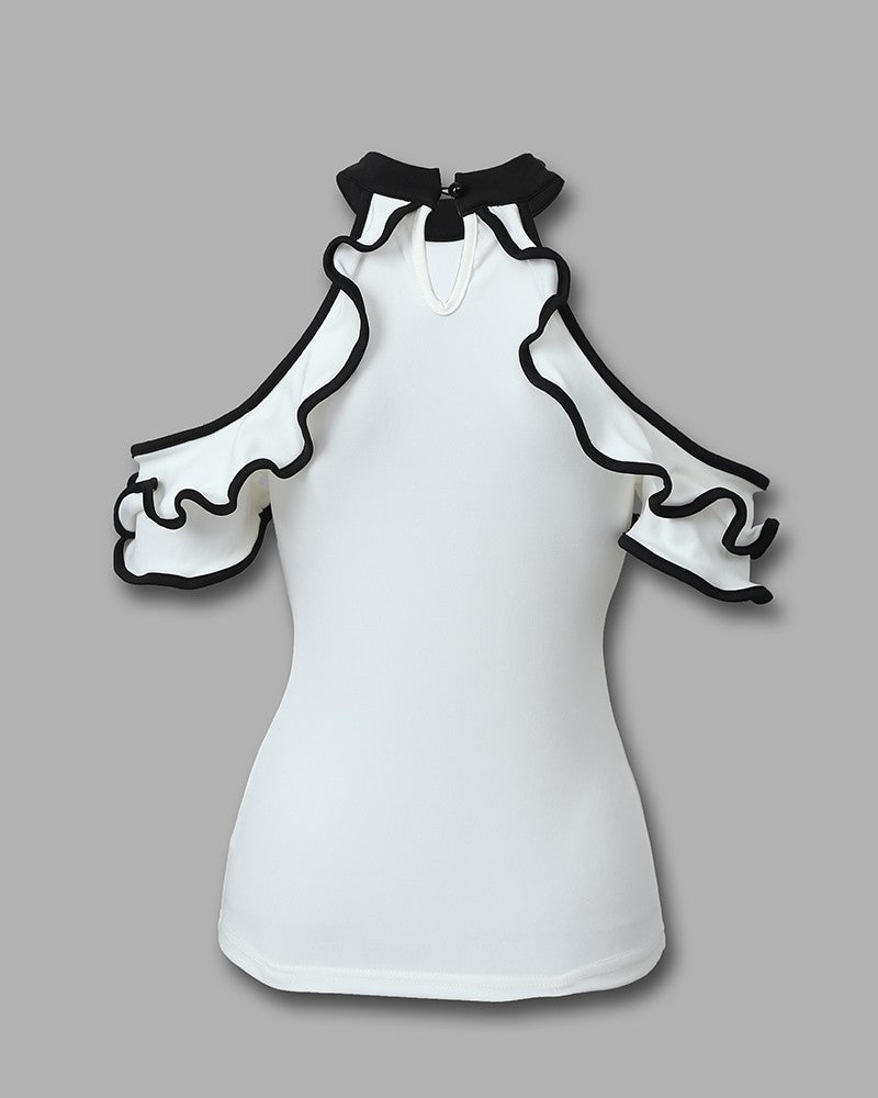 Sweet Strapless Flounced Short-Sleeved T-Shirt