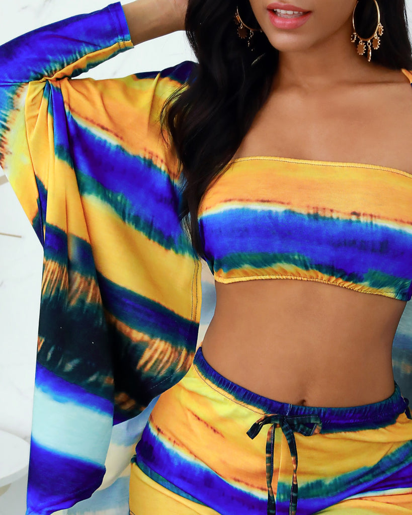 Fashion Striped Casual Contrast Color Wrapped Chest Three-Piece Suit