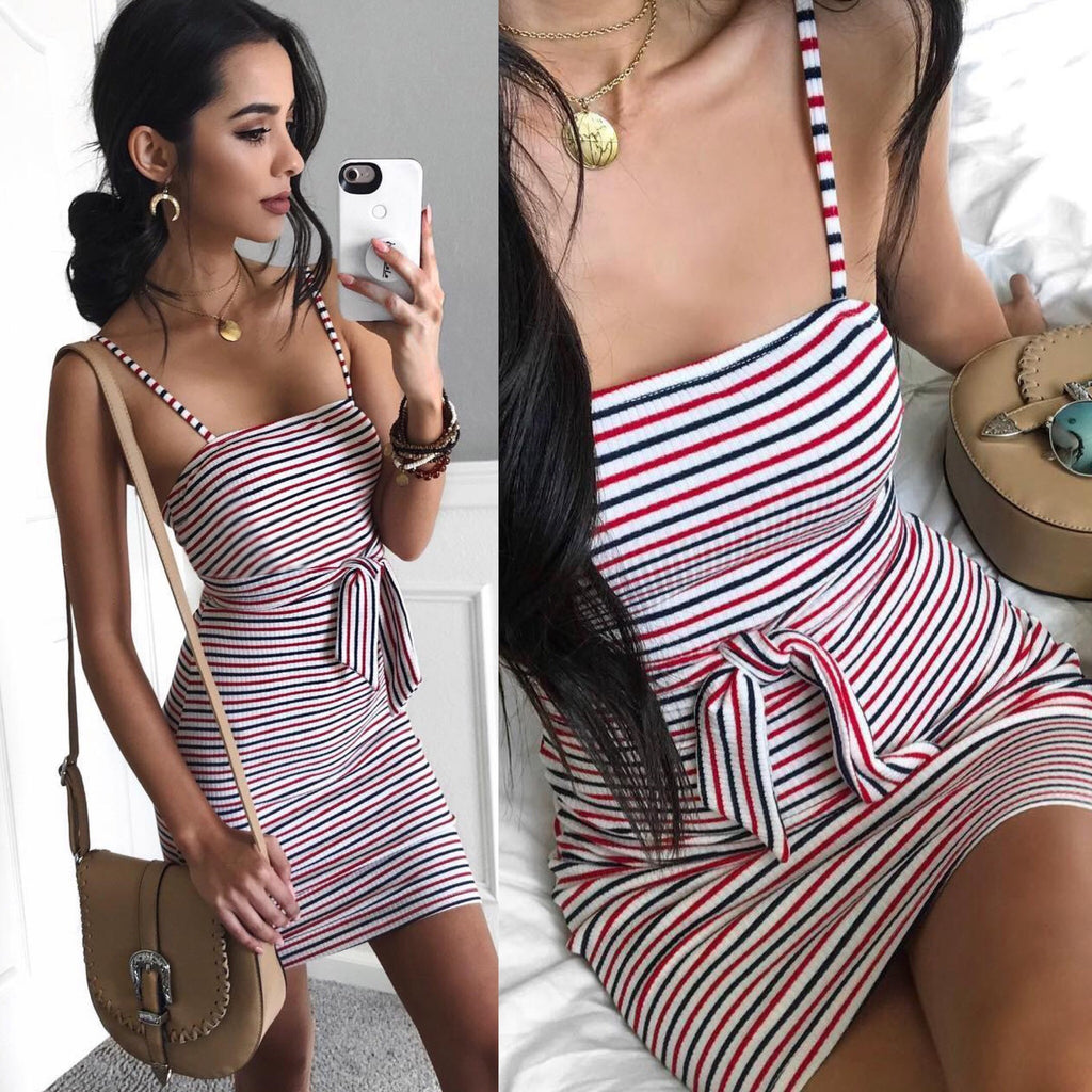 Fashion Sexy Sleeveless Stripe Dress