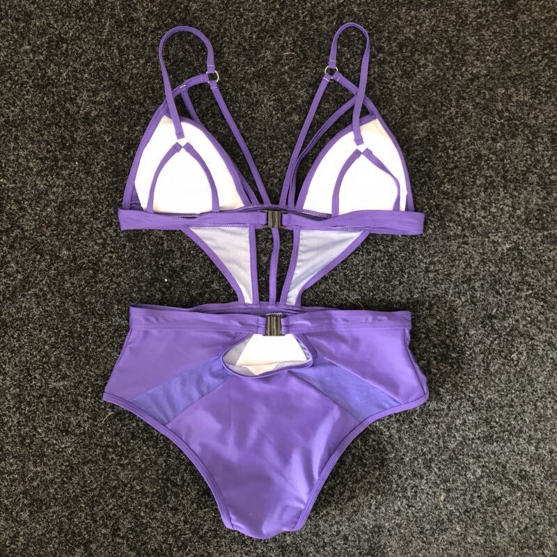 Solid Color Sexy Backless Bikini One Piece Swimwear
