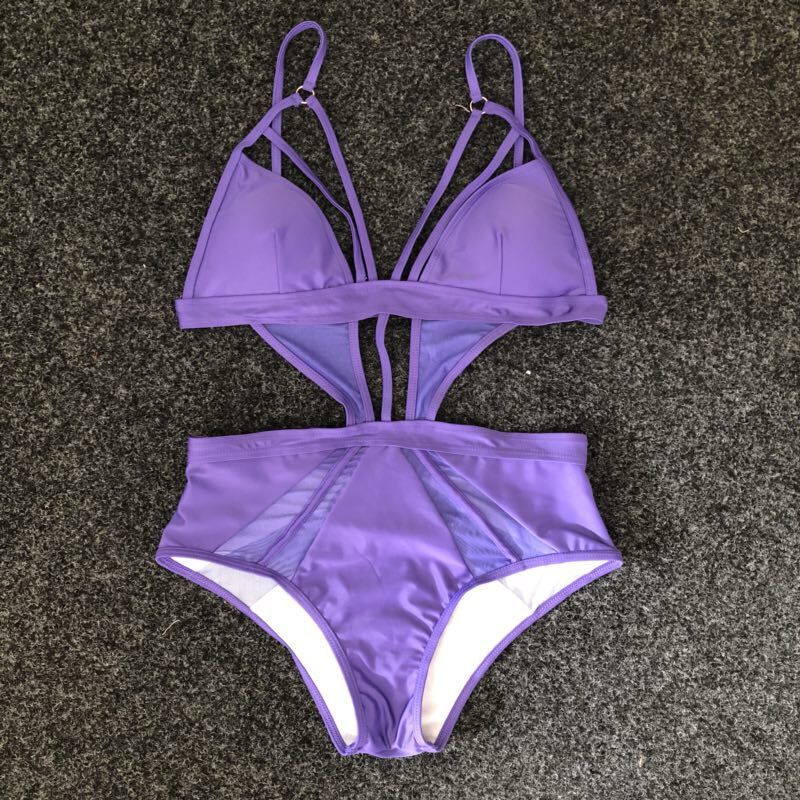 Solid Color Sexy Backless Bikini One Piece Swimwear