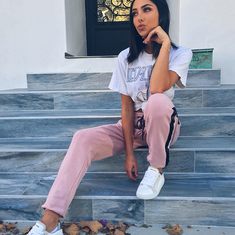 Summer Casual Fashion Multicolor Sweatpants Women High Waist Leisure Pants Trousers