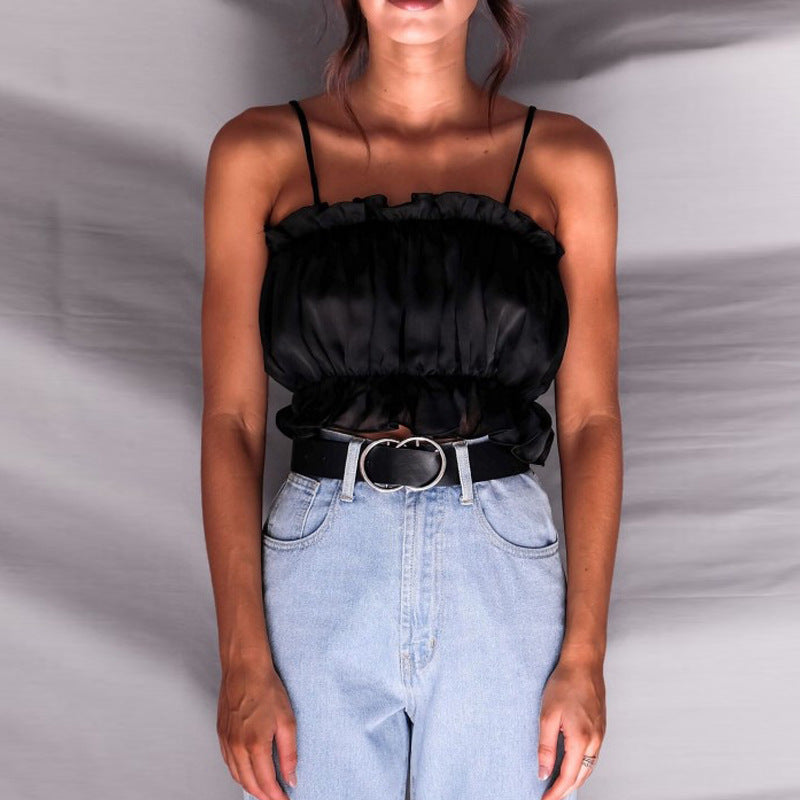 Women'S Sling Chiffon Sleeveless T-Shirt