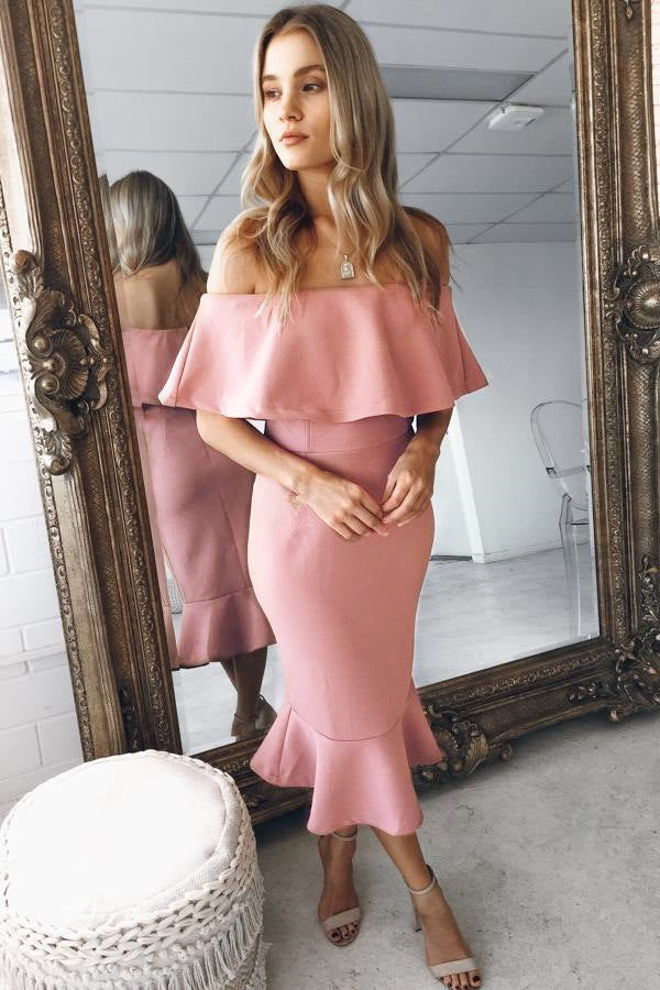 Fashion Strapless Flounced Bag Hip Dress