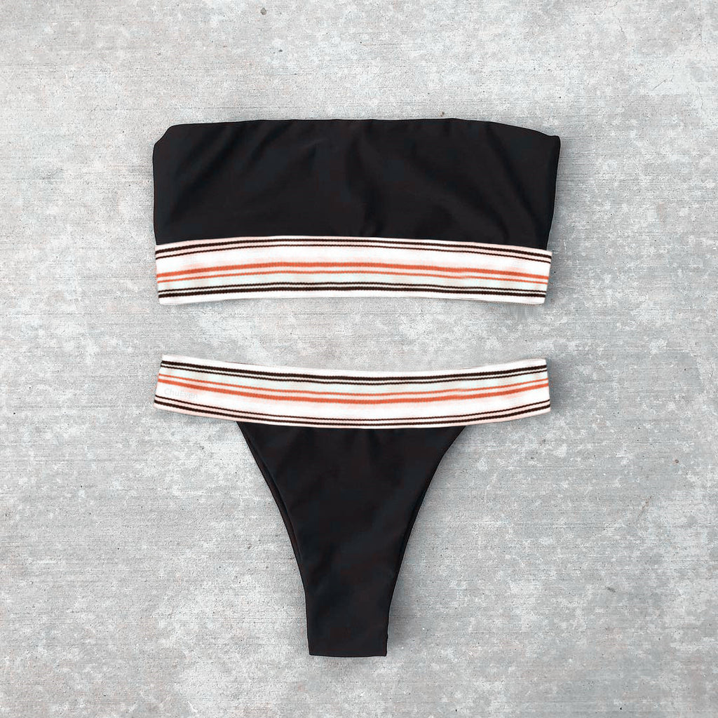 Solid Color Sexy Striped Bikini Swimwear
