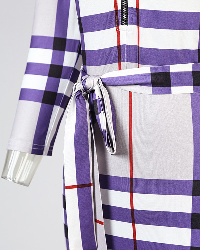 Long Sleeve Sexy Check Dress
