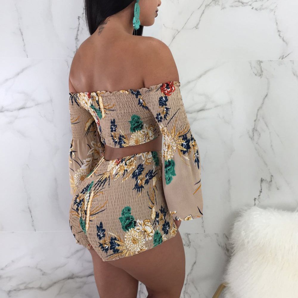 Fashion Printed One-Shoulder Two-Piece Set