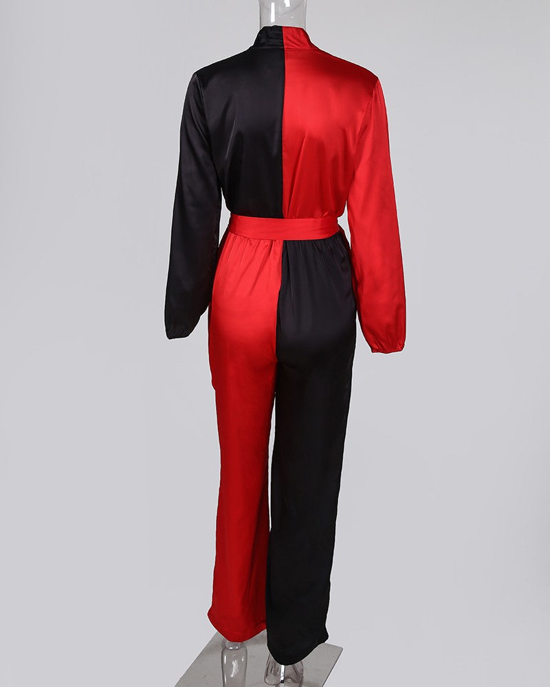 V-Neck Long Sleeve Jumpsuit