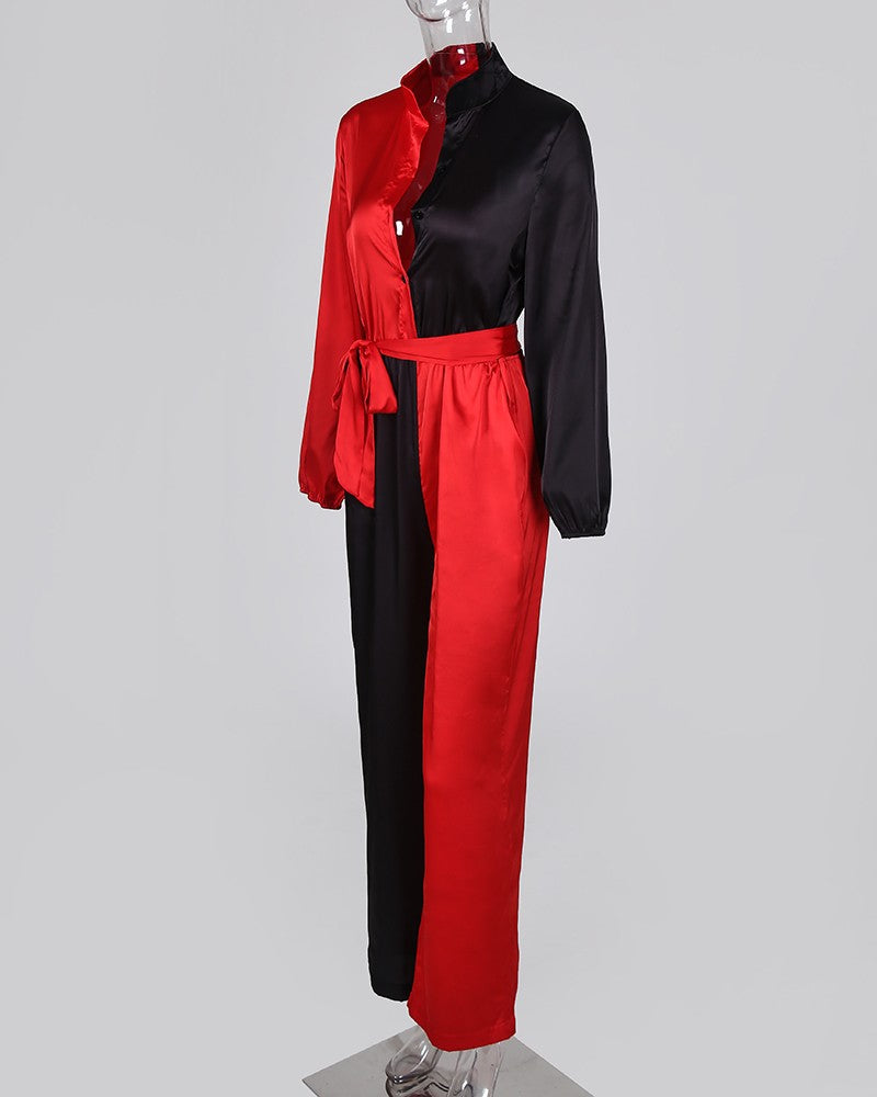 V-Neck Long Sleeve Jumpsuit
