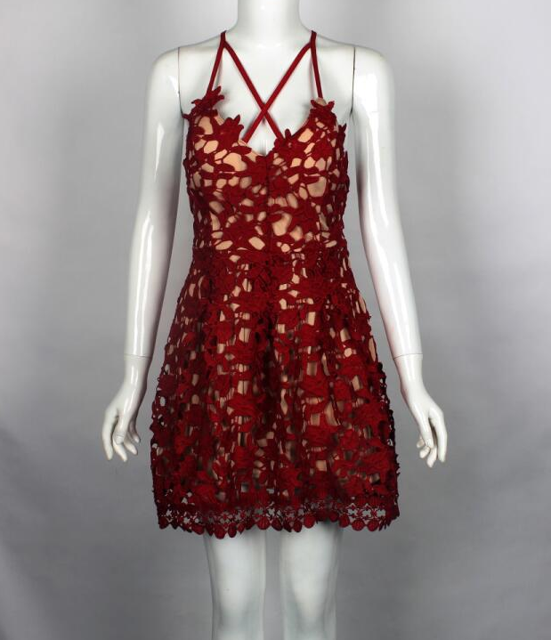 Fashion Sexy Sling Lace Backless Dress