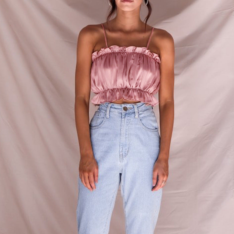 Women'S Sling Chiffon Sleeveless T-Shirt