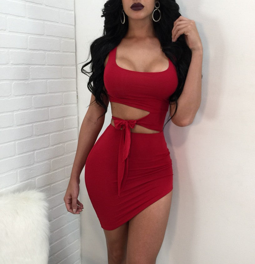 Solid Color Fashion Sleeveless Vest Dress