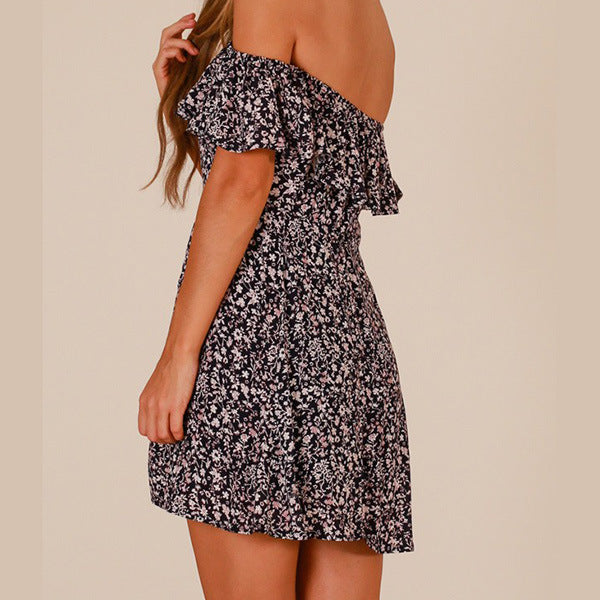 Women Sexy Short-Sleeved Printed Dress